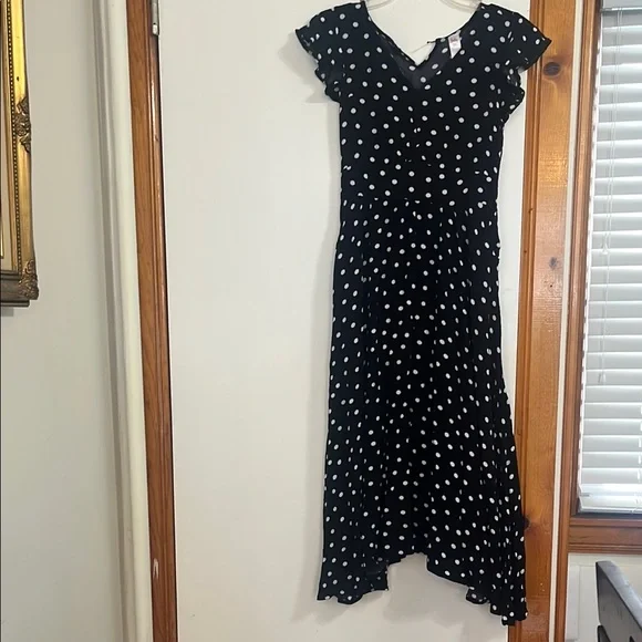 Justice Girls short sleeves Maxi Dress Black with white Polka Dots size 14 - Picture 4 of 13